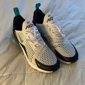 Nike Air Max 270 White Black Teal Athletic Shoes